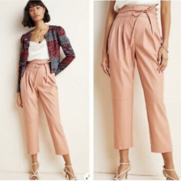 Blank NYC Chelsea Tapered Faux Leather Pants Pink - Picture 1 of 12